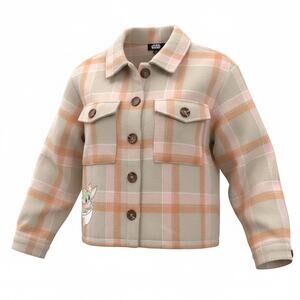 NWOT Disney Parks Star Wars Mandalorian Plaid Grogu Flannel Jacket Shacket M